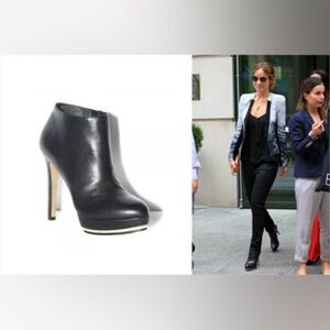 Vince Camuto 5” stiletto ankle leather boots with gold trim & hardware size 6.5